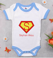 BK Kids Kişiye Özel Mavi Bebek Body Zıbın - Model 174
