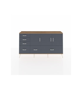 Arges Konsol 4 Raflı 6 Çekmeceli 3 Kapaklı 176x30x99 Çam-Antrasit