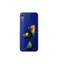 Honor 8A ile Uyumlu Splash Kedi Tasarımlı Şeffaf Silikon Kılıf