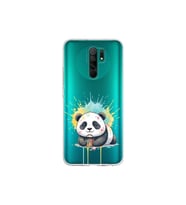 Redmi 9 ile Uyumlu Splash Panda Tasarımlı Şeffaf Silikon Kılıf
