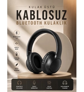 Kablosuz Bluetooth Kulaklık Kulak Üstü Mikrofonlu 5.0 Bluetooth ANC Özelliği