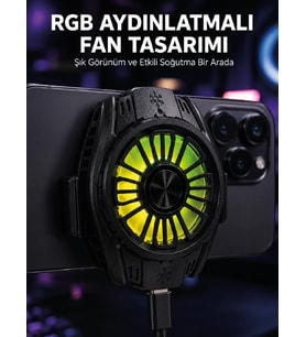Rgb Fan Aydınlatmalı Sessiz Çalışan Telefon Soğutucu