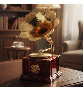 Nostaljik Gramofon Müzik Kutusu – Dekoratif ve Şık Tasarım (16x10 cm) (Karışık)