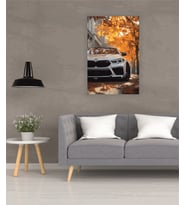 Beyaz BMW Araba Temalı Cam Tablo
