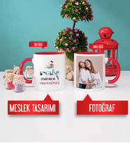 İngilizce Öğretmenine Hediye İngilizce Öğretmeni Kupa Bardak Kırmızı Fotoğraflı