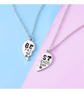 Kişiye Özel 925 Ayar Gümüş Çift Best Friends Kolye