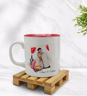 BK Gift Kişiye Özel İsimli Fotoğraflı İçi Kırmızı Renkli Kupa Bardak Model 27