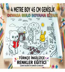Devasa Rulo Boyama Kitabı 4 Metre  Sayılarla Boyama  Türkçe İngilizce Renk Öğreten Aktivite Kitabı Çocuklar İçin