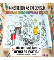 Devasa Rulo Boyama Kitabı 4 Metre  Sayılarla Boyama  Türkçe İngilizce Renk Öğreten Aktivite Kitabı Çocuklar İçin