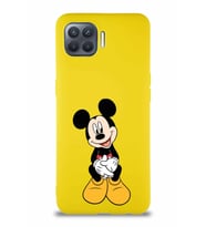 Oppo Reno 4 Lite Soft Premier Kapak Mickey Mouse-A Tasarımlı Silikon Kılıf - Sarı (Şeffaf)