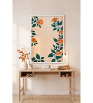 Çiçekli Minimalist 1. Kalite Ahşap Çerçeveli Tablo