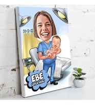 Ebe İçin Karikatürlü Kanvas Tablo