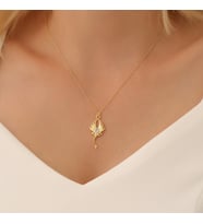 925 Ayar Gümüş Taşlı Deniz Anası kolye (Altın)