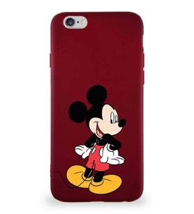Apple iPhone 6 Soft Premier Kapak Mickey Mouse-D Tasarımlı Silikon Kılıf - Mürdüm (Şeffaf)