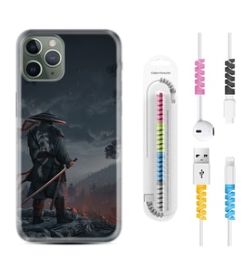Apple iPhone 11 12 13 14 Pro Max Kılıf Kablo Koruma Spiral Silikon Warrior 1653