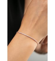 925 Ayar Gümüş Zirkon Taşlı Su Yolu Bileklik (Rose)