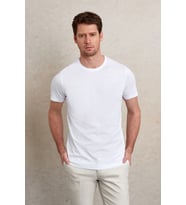 Hatemoğlu Beyaz ST 22Y Basic Bisiklet Yaka Süprem T.Shirt (S-3XL)