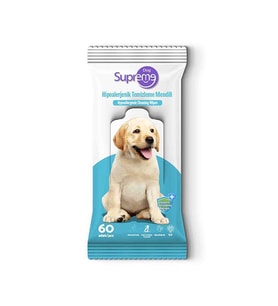 Supreme Kokusuz Hipoalerjenik Köpek Temizleme Mendili 60 Adet
