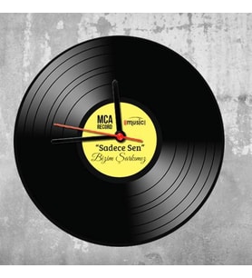 Müzik Plağı Tasarımlı Duvar Saati