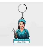 Karikatürlü - Kadın Genel Cerrah İsimli Anahtarlık