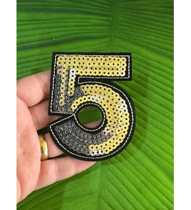 8X6 CM ÜTÜ İLE YAPIŞAN GÜMÜŞ PULLU 5 RAKAMI ARMA DDİKİŞ GİYİM AKSESUARI
