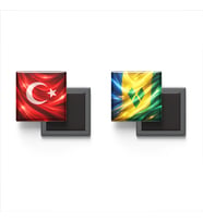 Buzdolap Magnetleri - Saint Vincent ve Grenadinler Bayrağı ve Türk Bayrağı - 2'li Set Magneti