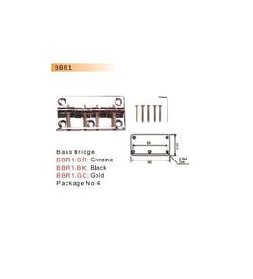 Valencia BBR1BK Bas Gitar Köprüsü Siyah (Dr. Parts)  4 Telli - 80mm - Modern