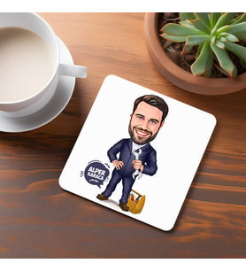 Kişiye Özel Tamirat Yapan Erkek Karikatürlü Bardak Altlığı