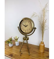Eskitme Vintage Üç Ayaklı Masa Saati (Kahverengi Açık)