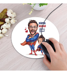 Kişiye Özel Süper Baba ve Oğlu Karikatürlü Mousepad