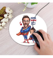 Kişiye Özel Süper Baba ve Oğlu Karikatürlü Mousepad