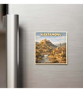 Kastamonu Şehri - Pop-Art Travel - 9x9 cm Buzdolap Magneti