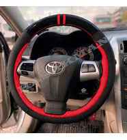 Toyota Corolla E140 / E150 Dikme Direksiyon Kılıfı Parlak Siyah Kırmızı Detaylı Kırmızı Çift Yüzük ve Dikiş 2006-2013