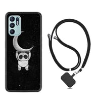 Oppo Reno 6 Kılıf Resimli Boyun Askılı İpli Desenli Silikon Series Panda Moon 1811