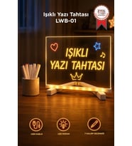 Torima Led Işıklı Çizim Boyama Tahtası 7 Adet Kalem Hediyeli Neon Işıklı Eğitici Not Tahtası LWB01
