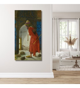 Tekli Dikey Kanvas Tablo Osman Hamdi Bey Kaplumbağa Terbiyecisi