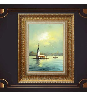 Gold Altın Kalın Çerçeveli Paspartulu Tablo c549
