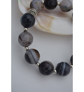 STONEAGE JEWELLERY Dantelli Akik Unisex Spor Doğal Taş Bileklik (Altın / Dore)