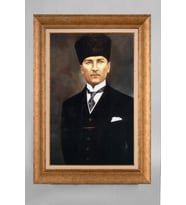 Altın Varaklı Paspartulu Çerçeveli Atatürk Tablo nt918