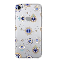PrintiFy Apple  iPhone 7 ile Uyumlu 1mm Slim Fit Nazar Boncuğu 5 Baskılı Şeffaf  Kılıf