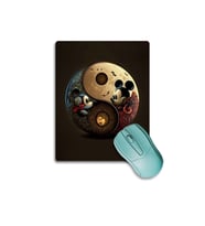 SonicTouch Kahverengi Miki Fare Ying Yang Temalı Kaydırmaz Gaming Oyuncu Dikişsiz Mouse Pad17x21cm