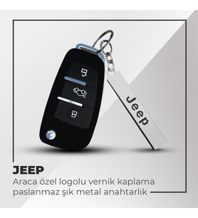 Jeep Uyumlu 3D Metal Paslanmaz Metal Araç Otomotiv Anahtarlığı - Siyah