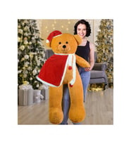 140 Cm Noel Baba Pelerinli - Şapkalı Ayıcık, Yeni Yıl Yılbaşı Hediyesi (Kahverengi)