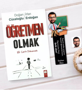 BK Gift Kişiye Özel Erkek Öğretmen Karikatürlü Ahşap Kitap Ayracı Ve Öğretmen Olmak Kitabı Hediye Seti-1