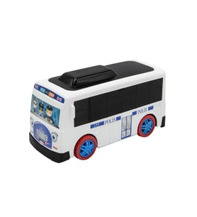 Uj Toys Eğitici Öğretici Sesli ve Işıklı Çarp Dön Sevimli Polis Otobüsü-Beyaz 
