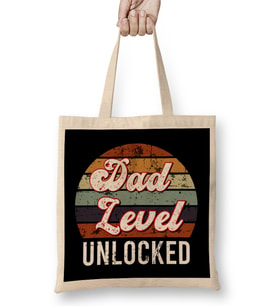 Dad Level Unlocked Gaming New Dad Baby Announcement Fathers Day Daddy To Be Video Game First 03 Bez Çanta Uzun Saplı