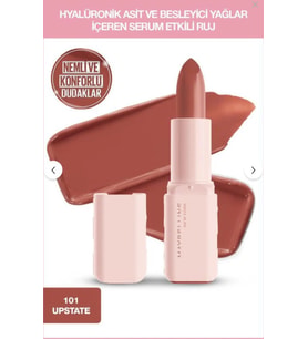 Maybelline New York Serum Etkili Hyalüronik Asit ve Besleyici Yağ İçeren Ruj - 101 Upstate