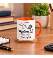 Matematik Öğretmenine Özel İsimli Porselen Turuncu Nescafe Fincanı 180 ml