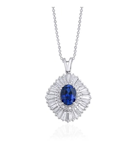 2.85 Karat Baget Safir Pırlanta Kolye