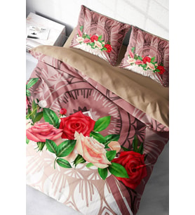 Brown & Roses 3d Çift Kişilik Nevresim Takımı
